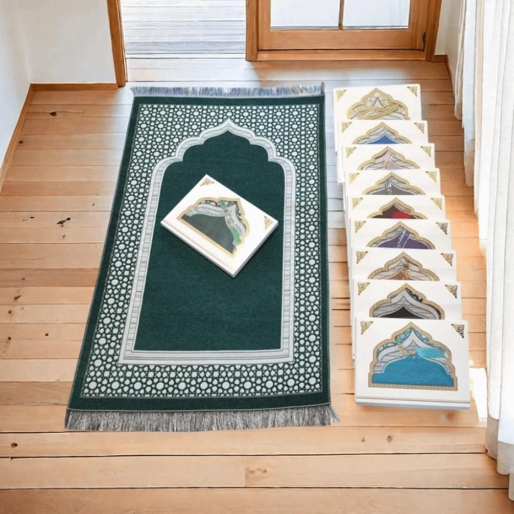 Islamic Gifts 70x110cm Muslim Prayer Rug Rectangle Non-slip Islamic Prayer Mat Foldable Ethnic Style Janamaz Sajadah Travel