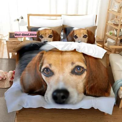 Niedliches Hunde-Bettwäsche-Set Einzelbett Twin Full Queen King Size Bett-Set Aldult Kinderzimmer Bettbezug-Sets 3D-Druck Anime Bettlaken-Set