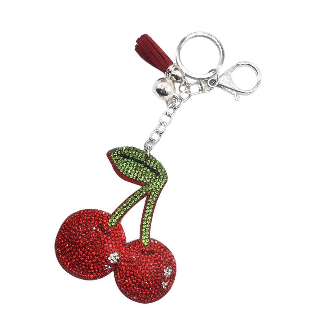 Sparkling Cherry Bag Accessory Fashion Keychain Alloy Texture Cherry Keyrings Suitable for Party and Casual Outfits