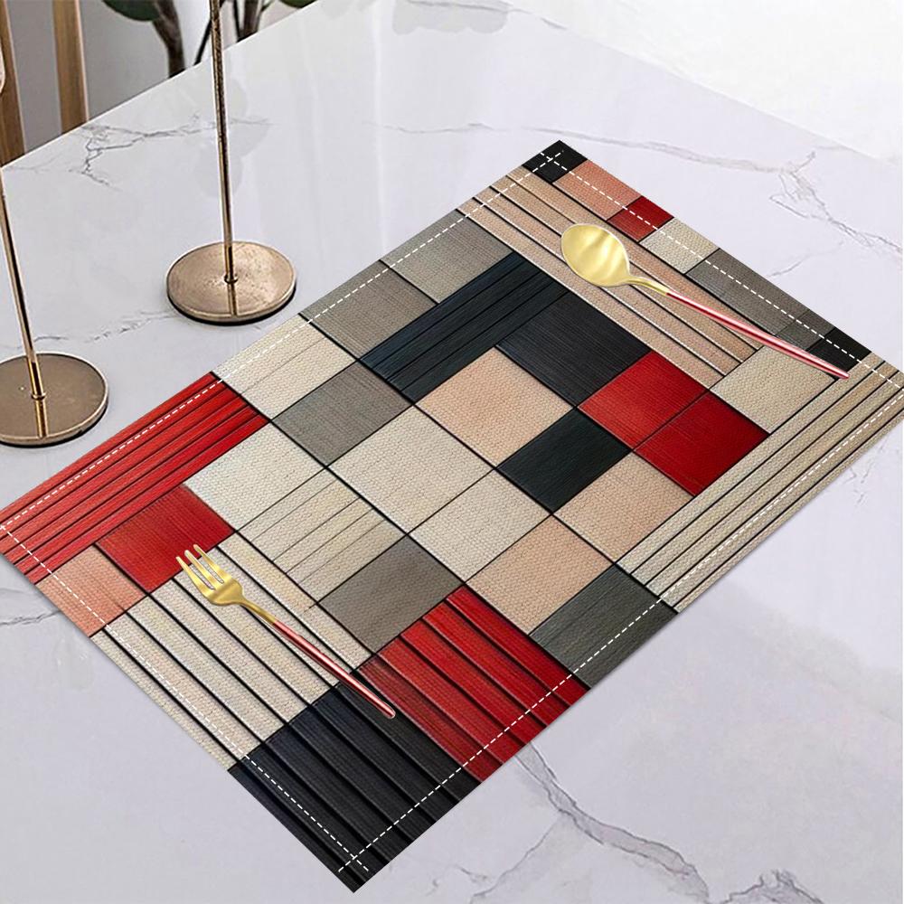 Elegant Geometric Striped Placemat Kitchen Dining Room Dining Table Anti-scalding Heat Insulation Mat