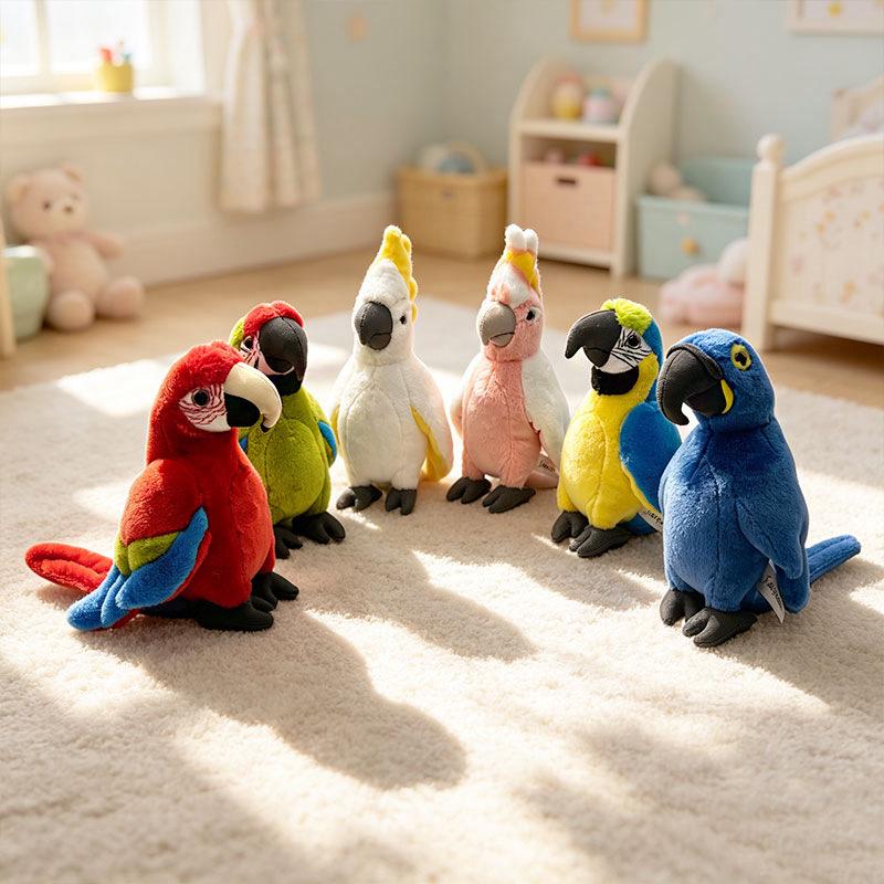 Pink Macaw Parrot Plush Toy - Realistic Small Bird Doll for Children