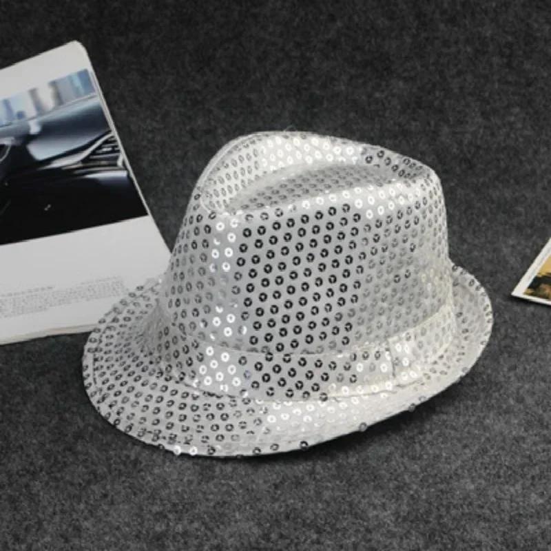 Fashion Creative Style Hats Dance Show Partys Jazz Hat Glitter Sequin Cowboy Cap Beading Hat Role Plays Prop Performance Costume