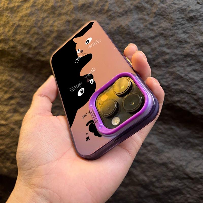 Cute Cartoon Black Cat Phone Case For iPhone 16 15 Pro Max 14 13 12 11 Pro Max XS XR 7 8 Plus Shockproof Silicone Soft TPU Cover