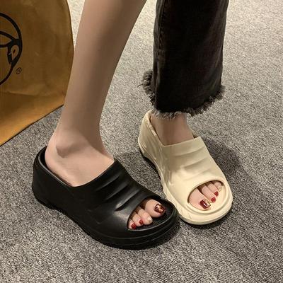 Summer Outdoor Wedge Flip-Flops: Thick-Soled High-Heeled Beach Sandals
