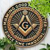 Exquisite Freemasonry Emblem Sign, Aluminum Foil-Carved. Round, Durable Wall Art. Perfect for Home, A Fine Outdoor Gift Option.