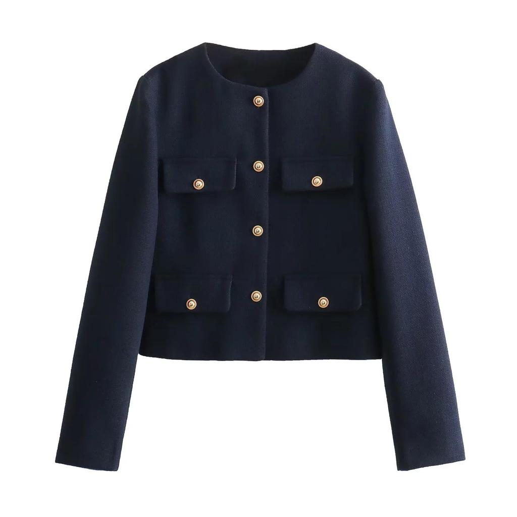 Europäische und Amerikanische Damen Trendige Klapphülle Kurze Anzugjacke