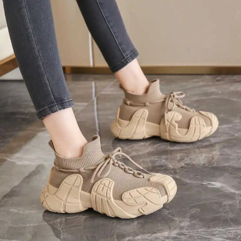 Fashion Fall Thick-heeled Leopard Shoes For Women Walking Women Purple Sneakers Boots Gray Sport Loofers Luxury Items Tenia