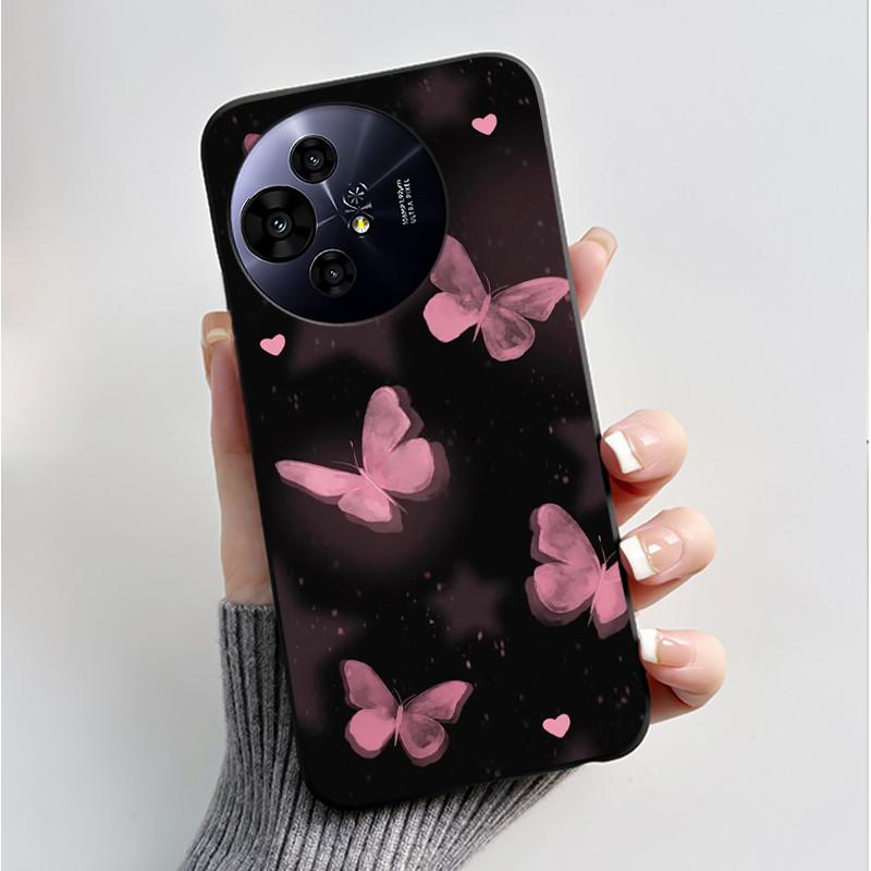 Case For TCL 50 Pro NxtPaper 5G Phone Case Luxury Fashion Butterfly Flower Black Soft TPU Silicone Shockproof Cover Casing Shell