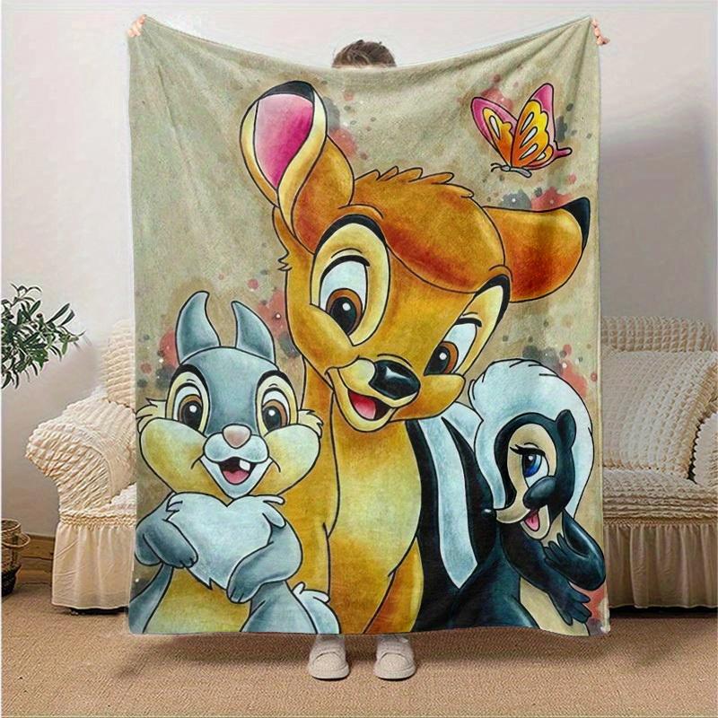 1 pezzo, Coperta Plaid Bambi, Tamburino e Signorina Coniglietta, Arredamento Casa, Copridivano, Esterno, Regalo per Amici, Plaid in Flanella, Camera da Letto, Soggiorno, Viaggio