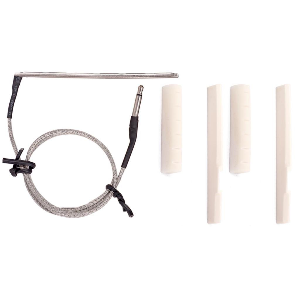 Rod Piezo Pickup & 2 Sets Saddle Nut for Acoustic Cigar Box Guitar EQ