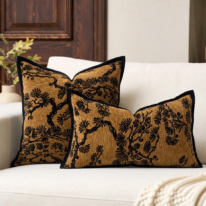 Chenille Green Plant Abstract Cushion Cover (Pillow Insert Not Included) - Luxury Sofa Decor & Gift Option.