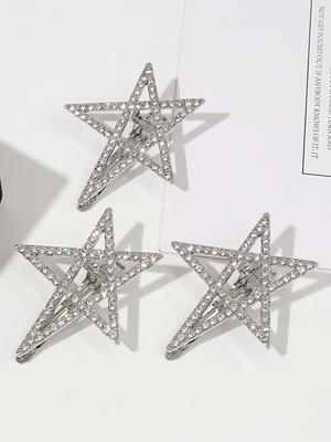 Pěticípá hvězda s diamanty sponka do vlasů boční sponka korejská jednoduchá sponka do vlasů sponka na ofinu hvězda luxusní ozdoba do vlasů sponka studeného stylu