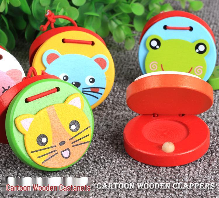 Wooden Cartoon Animal Castanets: Colorful Orff Instruments for Kids Musical Education. Approx. 5.5*2.5 cm