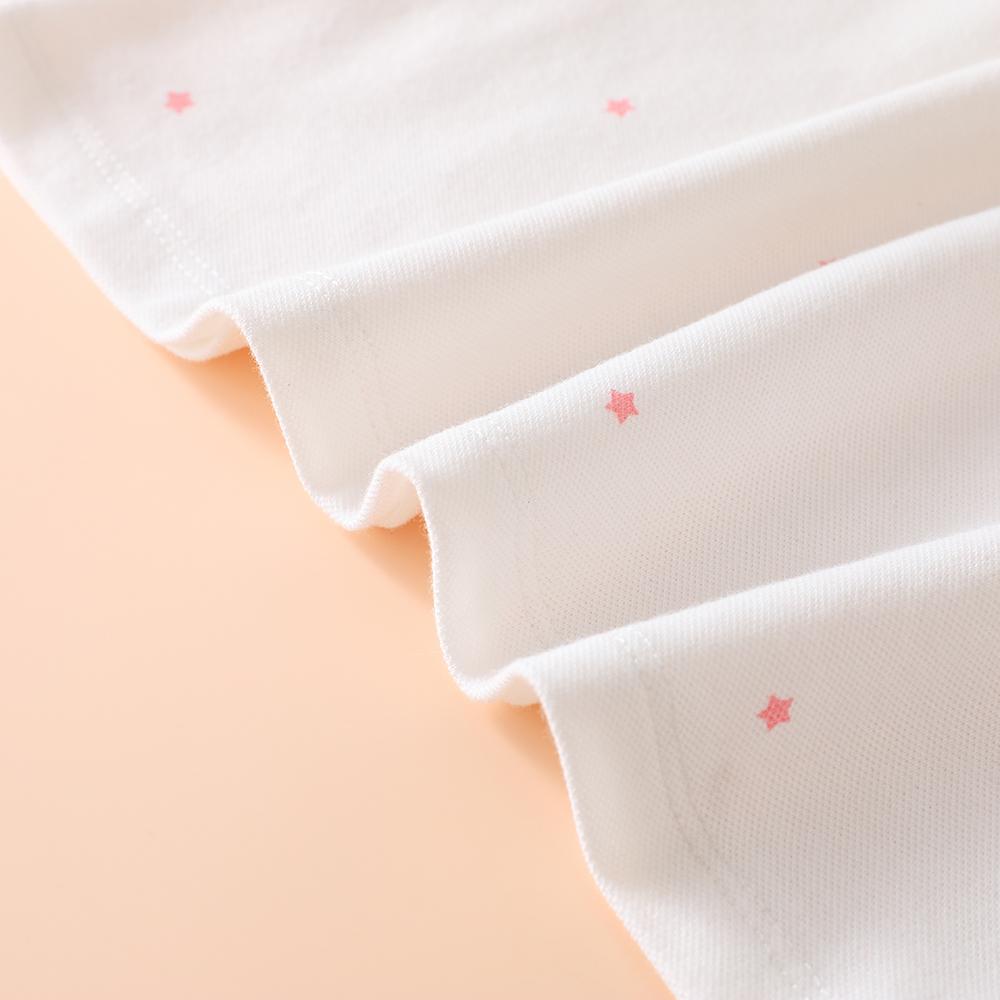 Girls Cotton Long Sleeve Polo Shirt White with Pink Collar And Cute Cartoon Patch Kids' Fashion Top for Ages 2-6