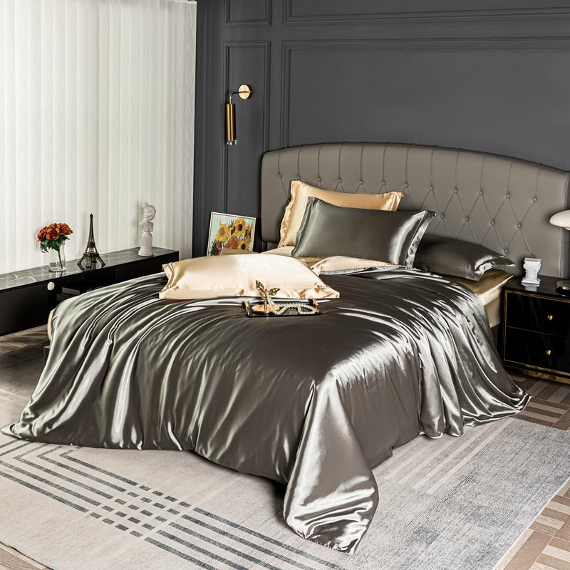 High Quality Bedding Set Skin Friendly Satin Quilt Cover Single Double Full Queen Solid Color Duvet Cover