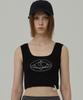PLASMA SPHERE Space Top In Black X Silver (Crop Knit Sleeveless)