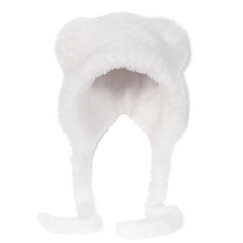 Bear Warm Plush Hat Female Winter Snow Cold Wool Hat Thickened Warm Face Small Ear Protection