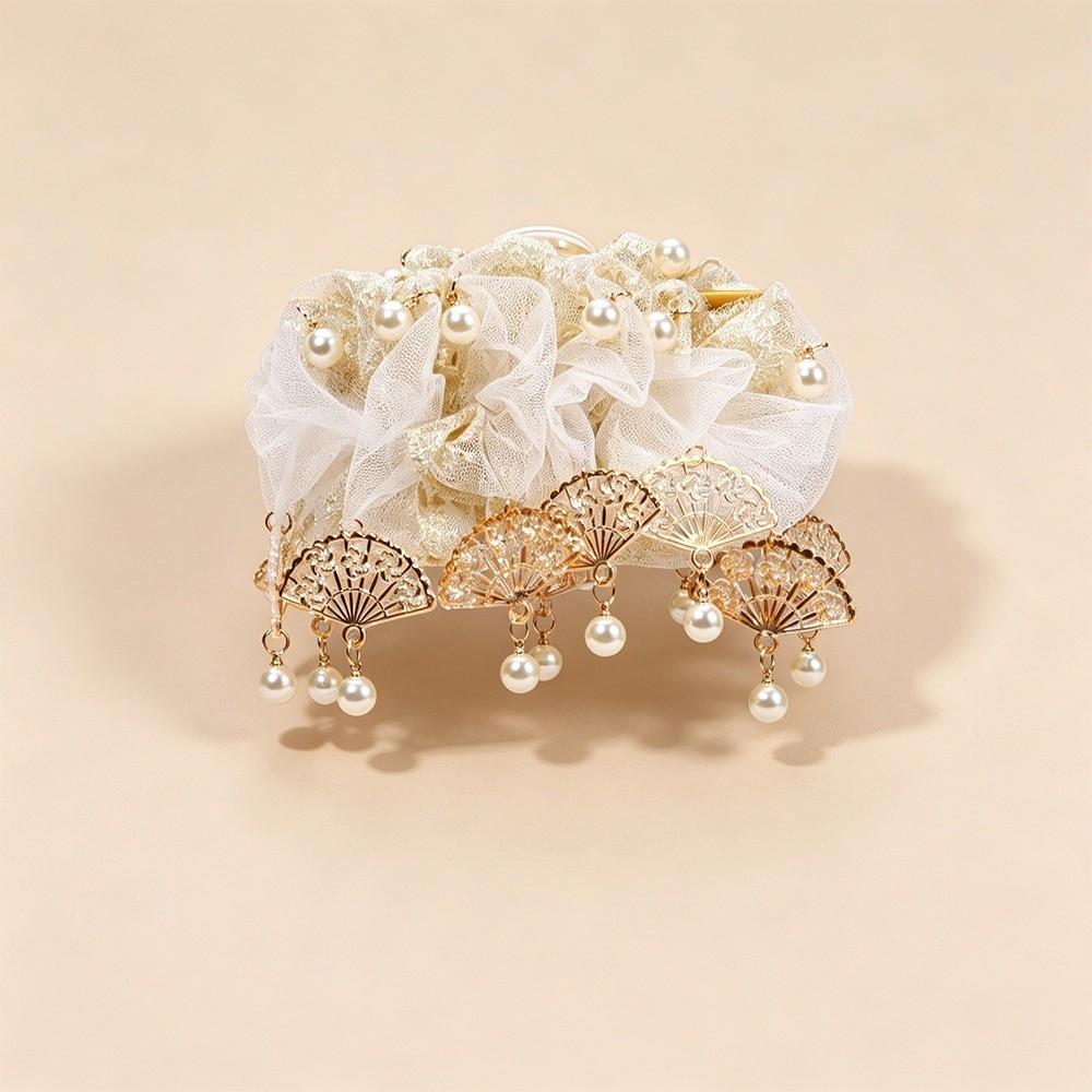 Handmade Fan-shaped Pendant Hair Clip Anti-Slip Hair Accessories Retro Hair Claw for Women