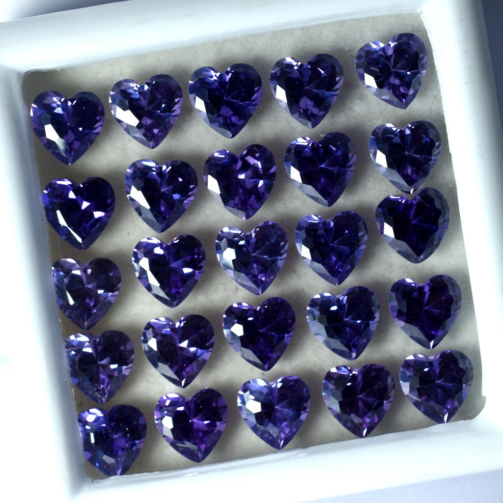 9 PCS Natural Purple Ceylon Sapphire Heart Cut Gemstone CERTIFIED Lot 6x6 MM RS-016