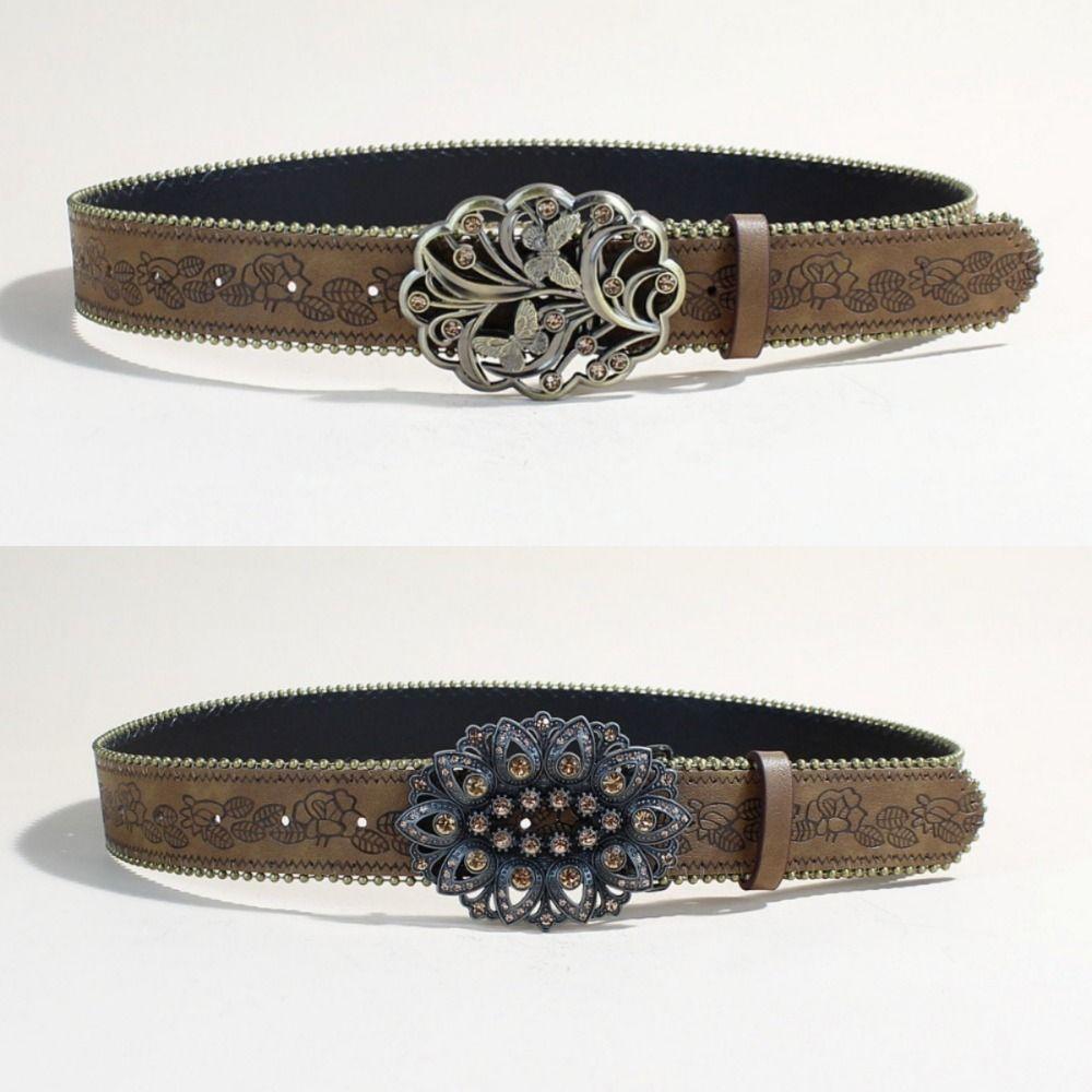 Luxury Metal Buckle Belt Engraved Buckle Waist Chain Fashion Waist Belt  for Dresses