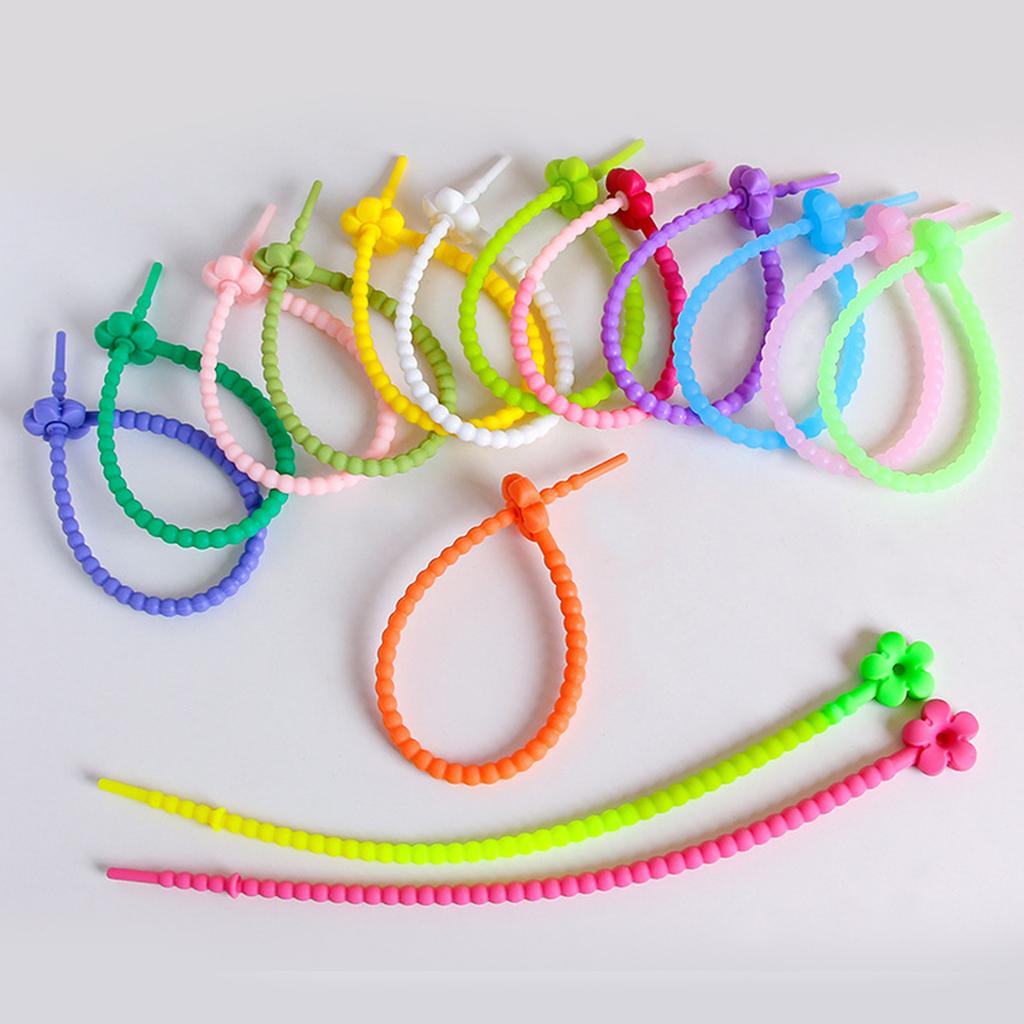 25cm Colored Small Flower Silicone Rope DIY Jewelry Keychain Accessories Self-Locking Strap Lanyard Strap Easy To Use