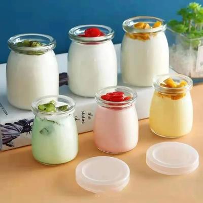 100/150/200ml Glass Pudding Bottle Yogurt Cup With Lid Creative Kameez Jelly Bottle Oven Heat Resistant Food Pudding Cup