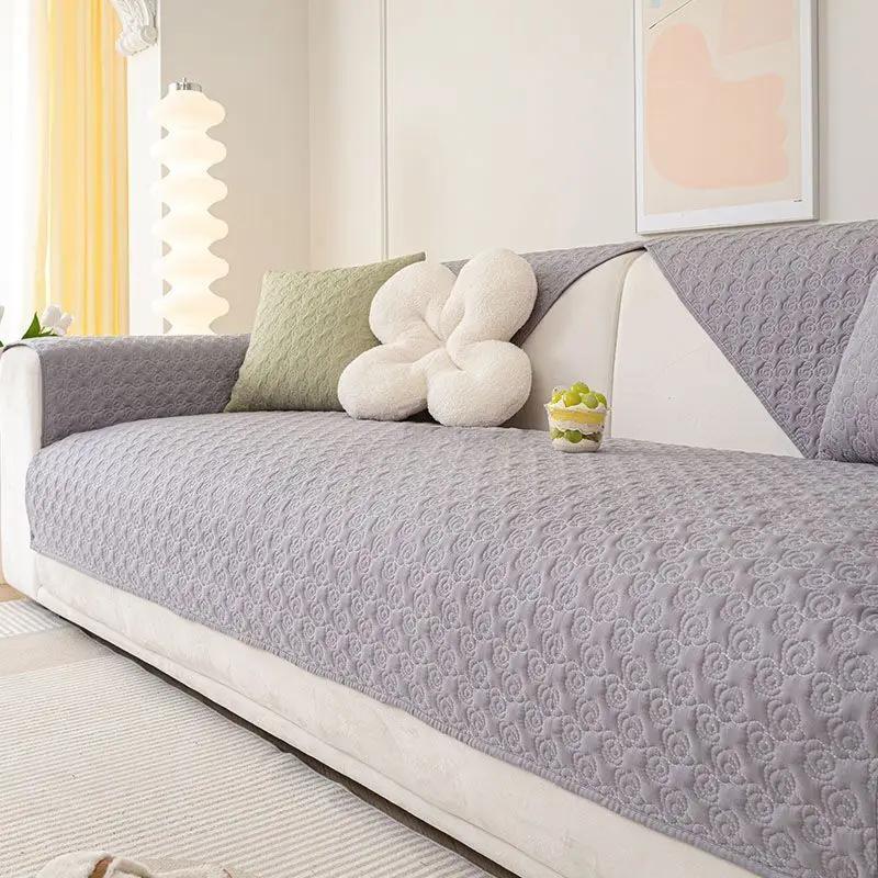

Rose Solid Color Cotton Sofa Cushion Four Season Universal Fabric Anti Slip Dustproof Protective Pad Sofa Cover Seat Mat Blanket 70x120