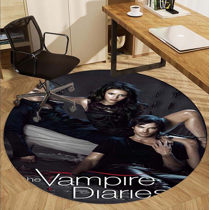 The Vampire Diaries Pattern Round Rug, Indoor/Outdoor Mat, for Picnic, Gameroom, Bedroom, Office, Living Room, Home Decor Carpet, Birthday Gift