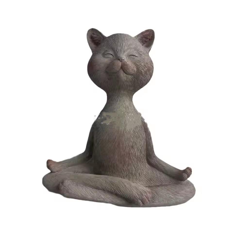 

Фигурка кошки для йоги Креативная милая статуэтка смеющейся кошки Причудливая кошка для йоги Декор кошки из смолы Дизайн статуэтки забавного потягивающегося котенка Кошка