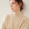 Women's 2025 Cashmere Cable Knit Pullover: Heavyweight, Half-High Collar, Loose, Slimming Sweater.
