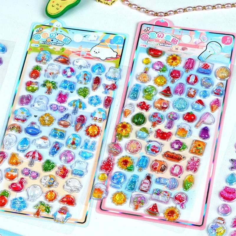 Cartoon Embossed PVC Sticker for Kid Wall Door Scrapbooking Journal Planner Phone Case Laptop Children Reward Sticker