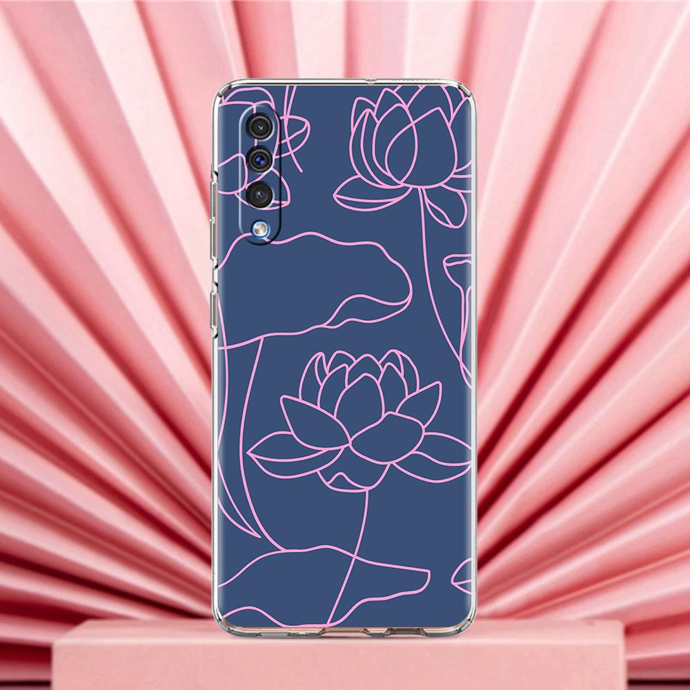Phone Case For Samsung A56 A36 A26 A24 A16 A14 A12 A32 A50 A70 A20E A22 A40 A34 A54 A42 A52 5G A04s A06 Cover Lotus Pattern