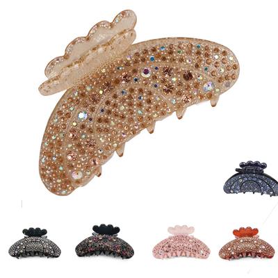 Luxury Full Rhinestone Hair Claws Acetate Hair Accessories For Women Large Long Crab Clasp  Hair Jewelry Bath Clips Hairpins