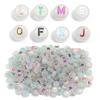100pcs 10mm Acrylic Luminous Letter Beads Christmas Flat Round Loose Alphabet Beads For Jewelry Making DIY Bracelets Accessories