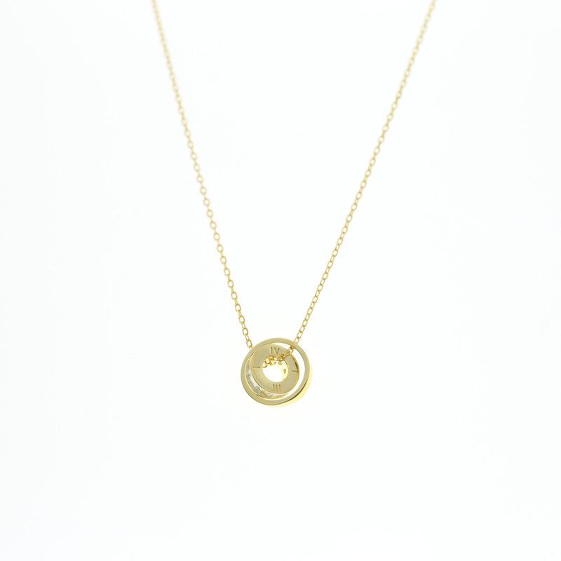 Roman Double Ring Necklace for Women New Style Creative Personality Fashionable and Cold Style Collarbone Chain