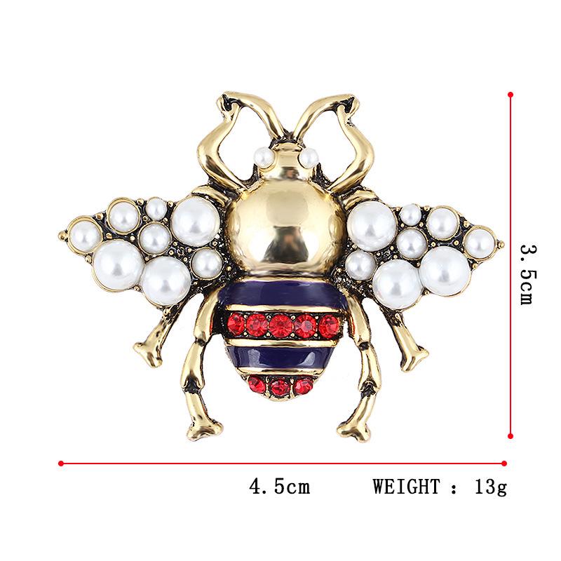 Popular Retro Bronze Pearl Bee Brooch Lapel Pin Jewelry Accessory