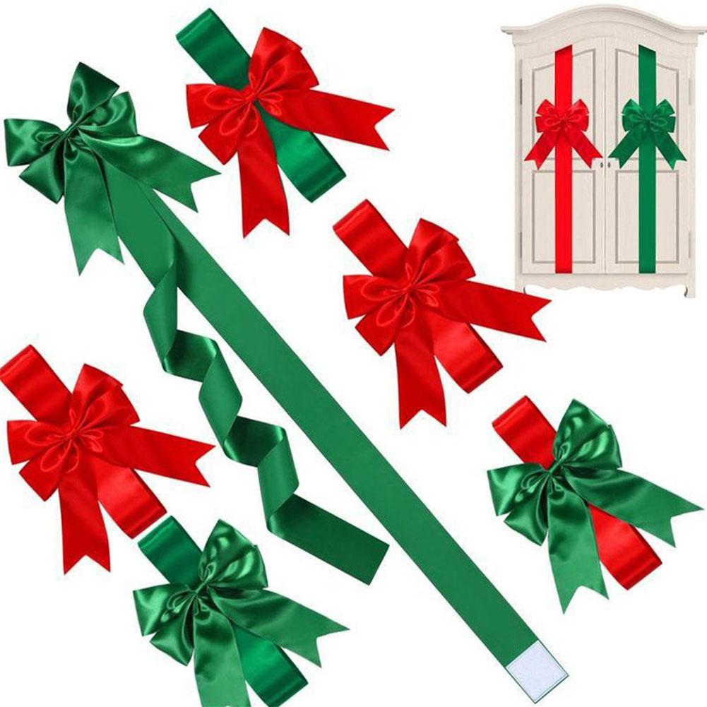 1/12pcs Christmas Ribbons Bows Cabinet Door Hanging Bows Ribbons Front Door Decorations Large Bows Xmas New Year Home Ornaments