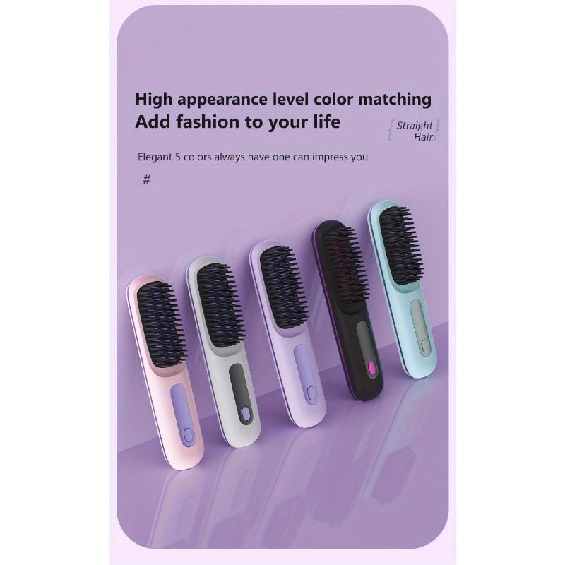 1PC portable wireless hair straightener brush, constant temperature and anti-scalding , hot comb function, Type-C fast charging, LCD screen display