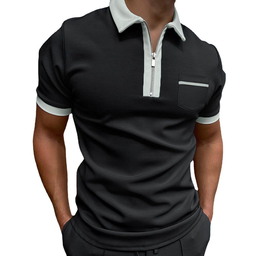 Men's Casual Lapel Fashion Slim Pocket Men's T-Shirt POLO Shirt Tops