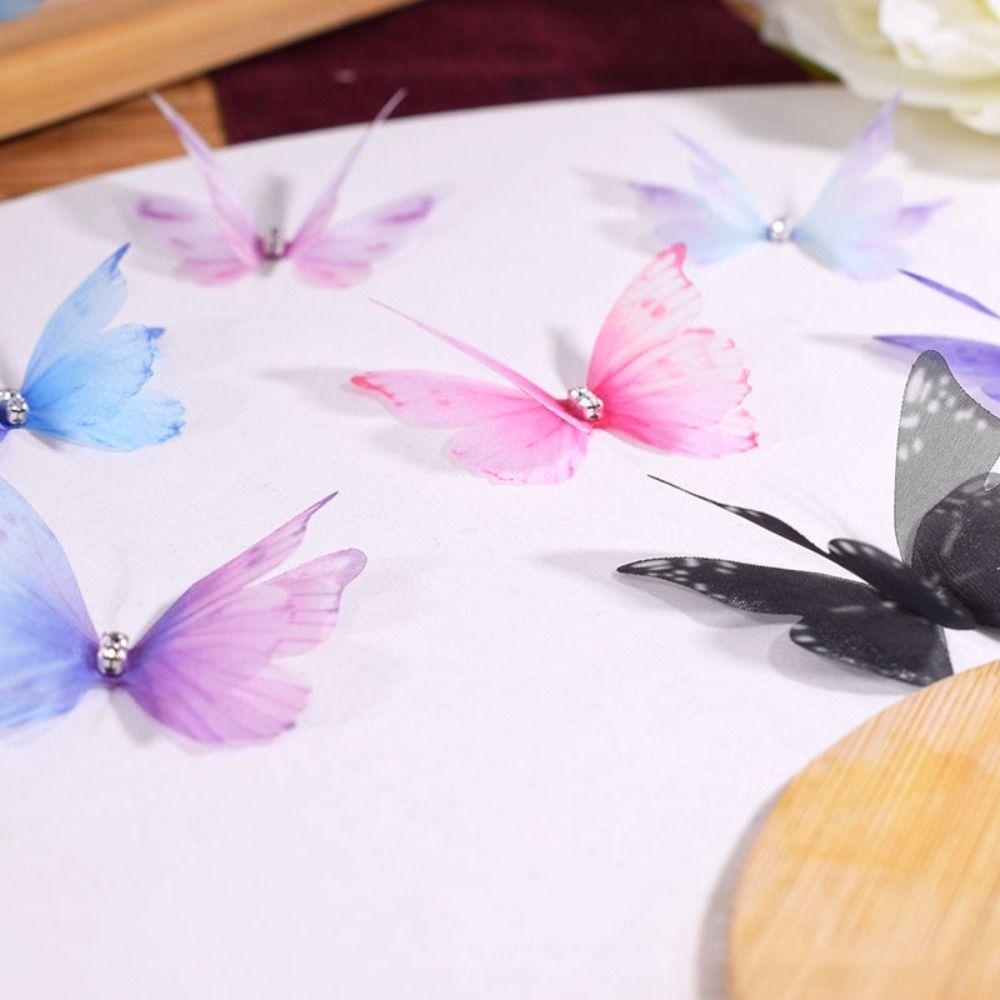 50Pcs Double Layer Butterfly Appliques Translucent Clothes Sewing Patch  Garment Design Materials
