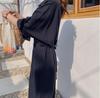 2026 Spring/Summer French Retro Over-the-Knee Lace-up Dress with Batwing Three-Quarter Sleeves