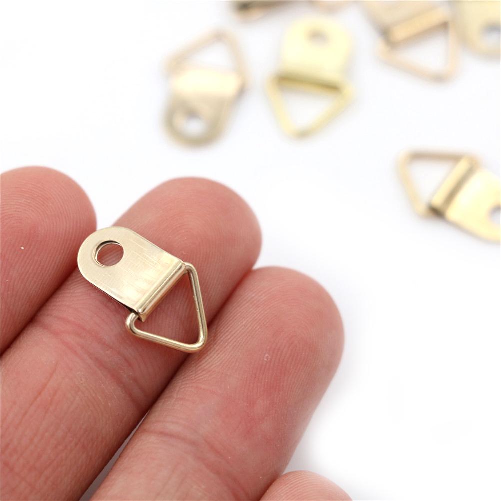 100PCS/10PCS Golden Triangle D-Ring Hanging Picture oil Painting Mirror Frame Hooks Hangers