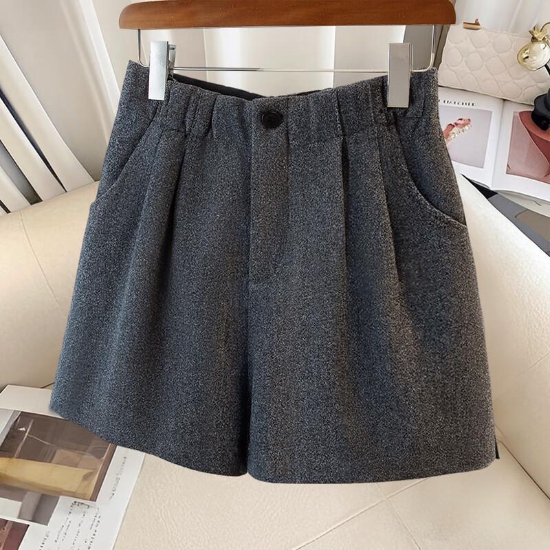 

Sibaishe Women s High-Waist Elastic Wide-Leg Shorts with Pockets L