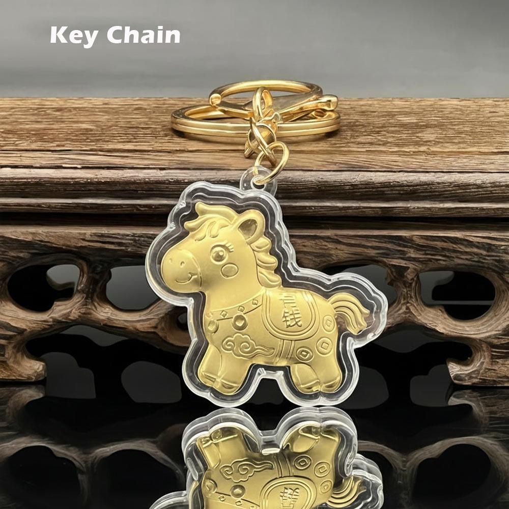Imitation Gold Foil Zodiac Horse Pendant Lucky Horse Phone Chain Bag Pendant  Personal Accessory