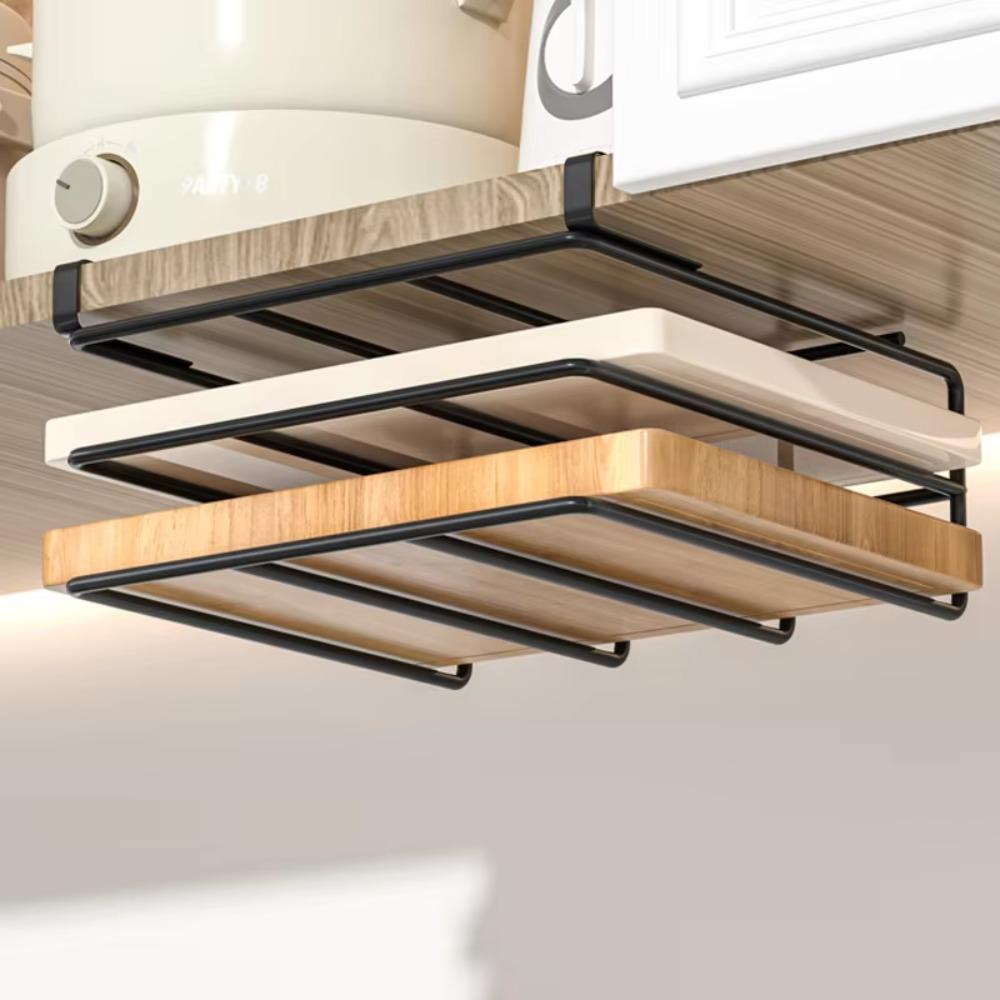 Non-punching Cutting Board Hanging Rack Under Cabinet Storage Shelf  Kitchen Placement Storage Rack
