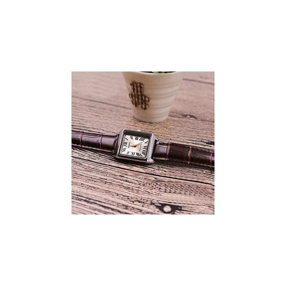 Casio LTP-V007L-9B Women's Rectangular Leather Strap Dress Watch Gold Roman Dial Quartz Movement