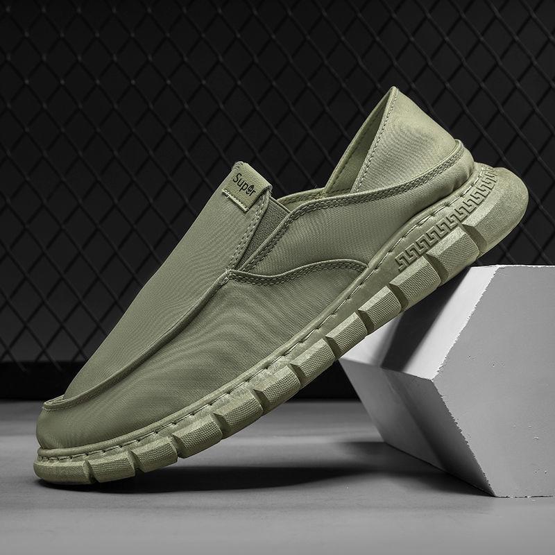 Tênis Masculino de Lona Slip-On Respirável - Tênis Casuais Confortáveis de Malha de Seda de Gelo para Primavera e Outono