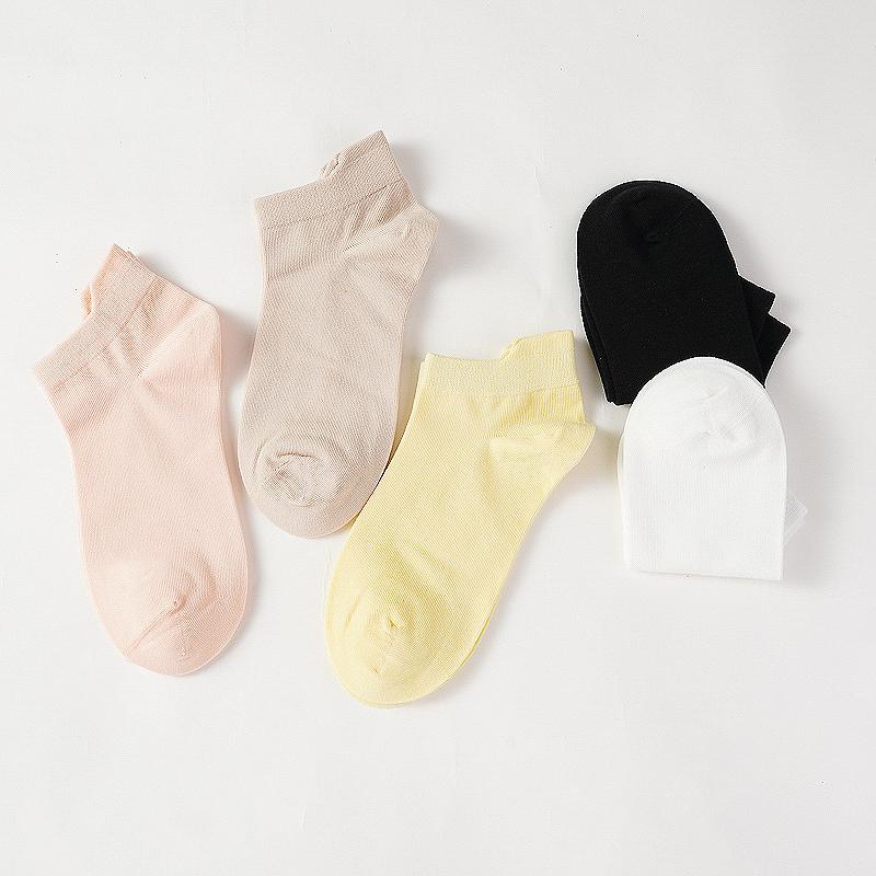 5 Pairs Women Cotton Ankle Socks Fashion Solid Color Girls Cute Casual Short Socks