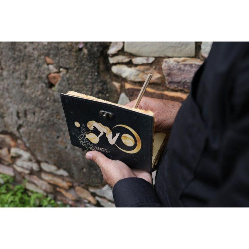 Sun Moon Leather Journal for Men Women 200 Pages of Antique Handmade Deckle Edge Vintage Paper Traveling Sketchbook