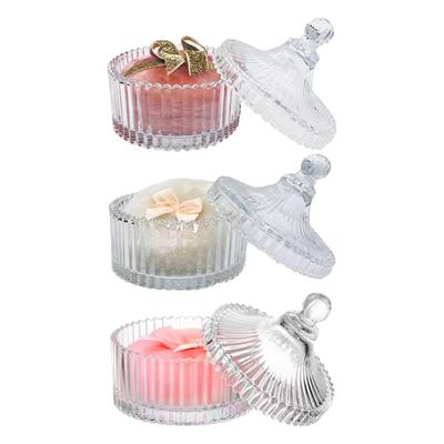 Large Body Powder Puff Glass Storage Jar With Dustproof Lid For Cosmetic Cotton Swabs Makeup Equipment